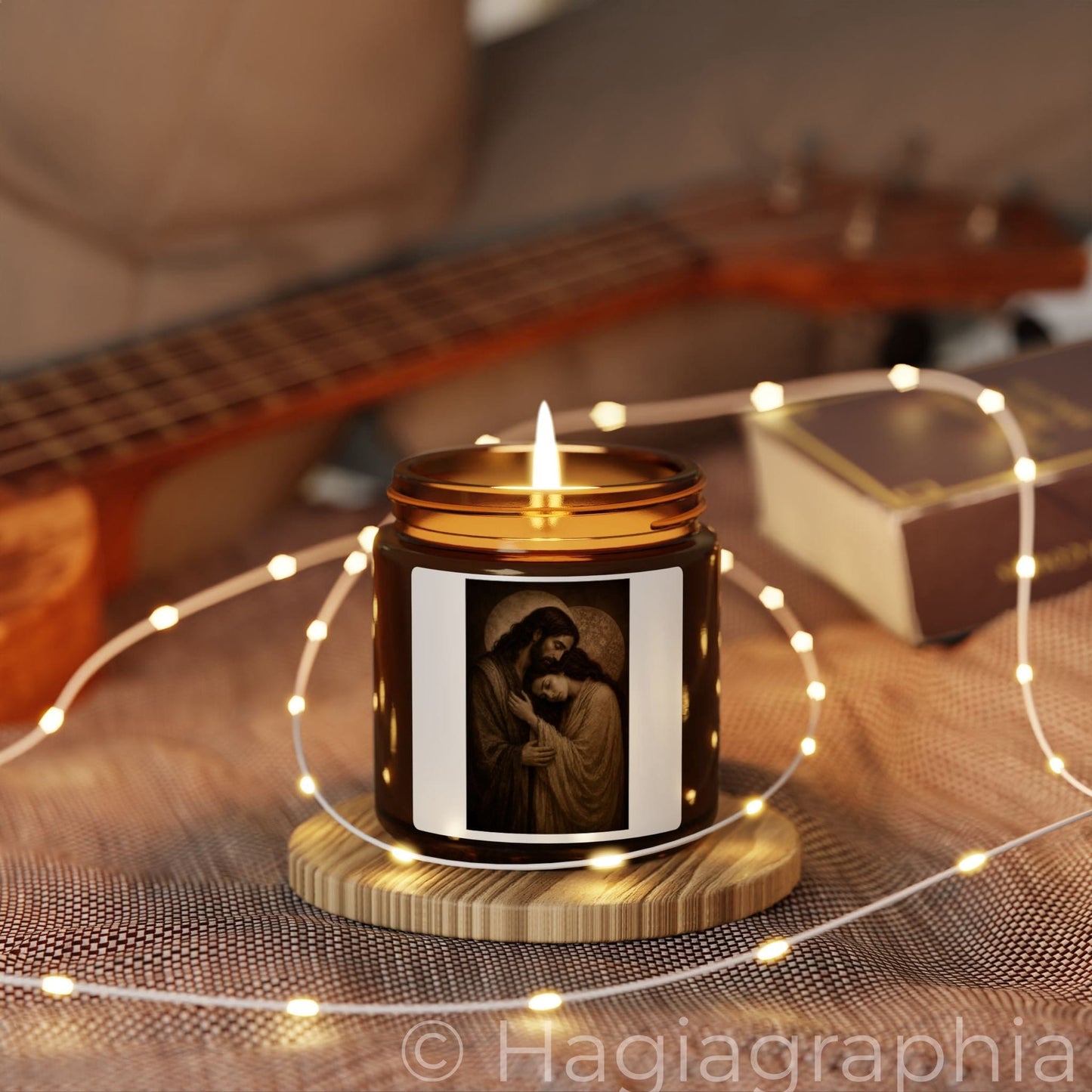 Jesus & Magdalene Embrace Scented Candle — Amber Soy