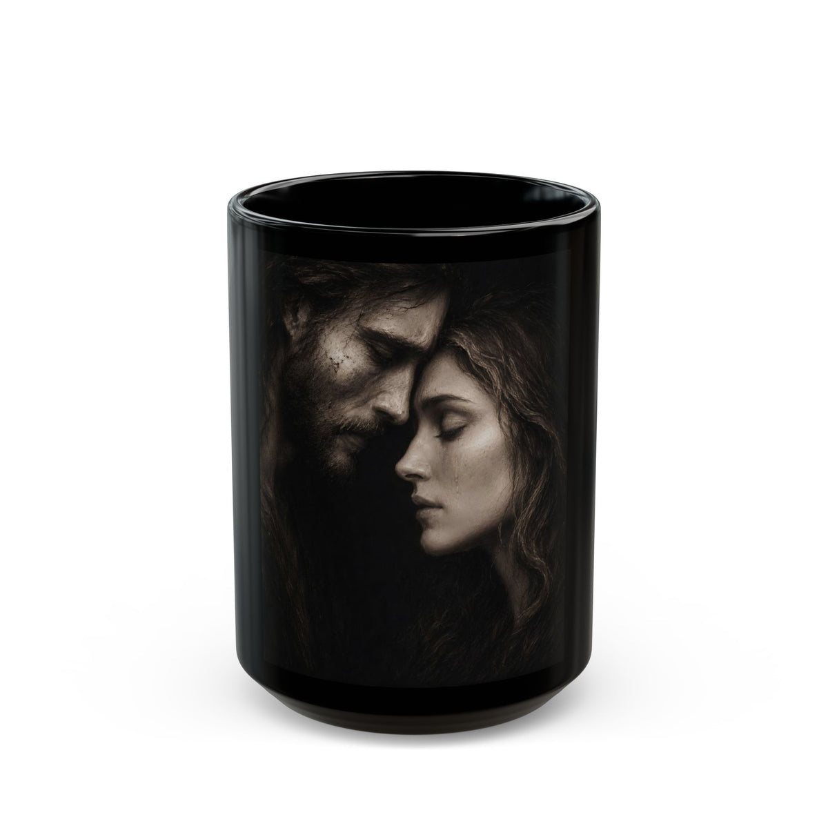 Jesus & Magdalene Mug | Black Ceramic Coffee Cup