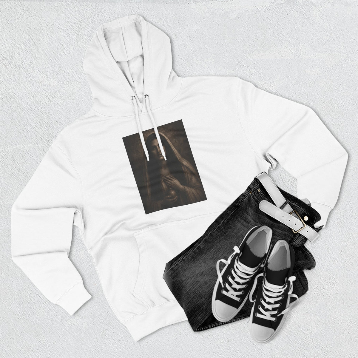 Vintage Portrait Hoodie – Moody Three-Panel Fleece Pullover
