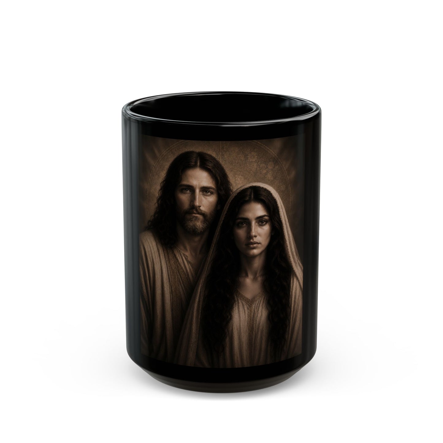 Christ & Mary Magdalene Mug | Black Ceramic Coffee Cup