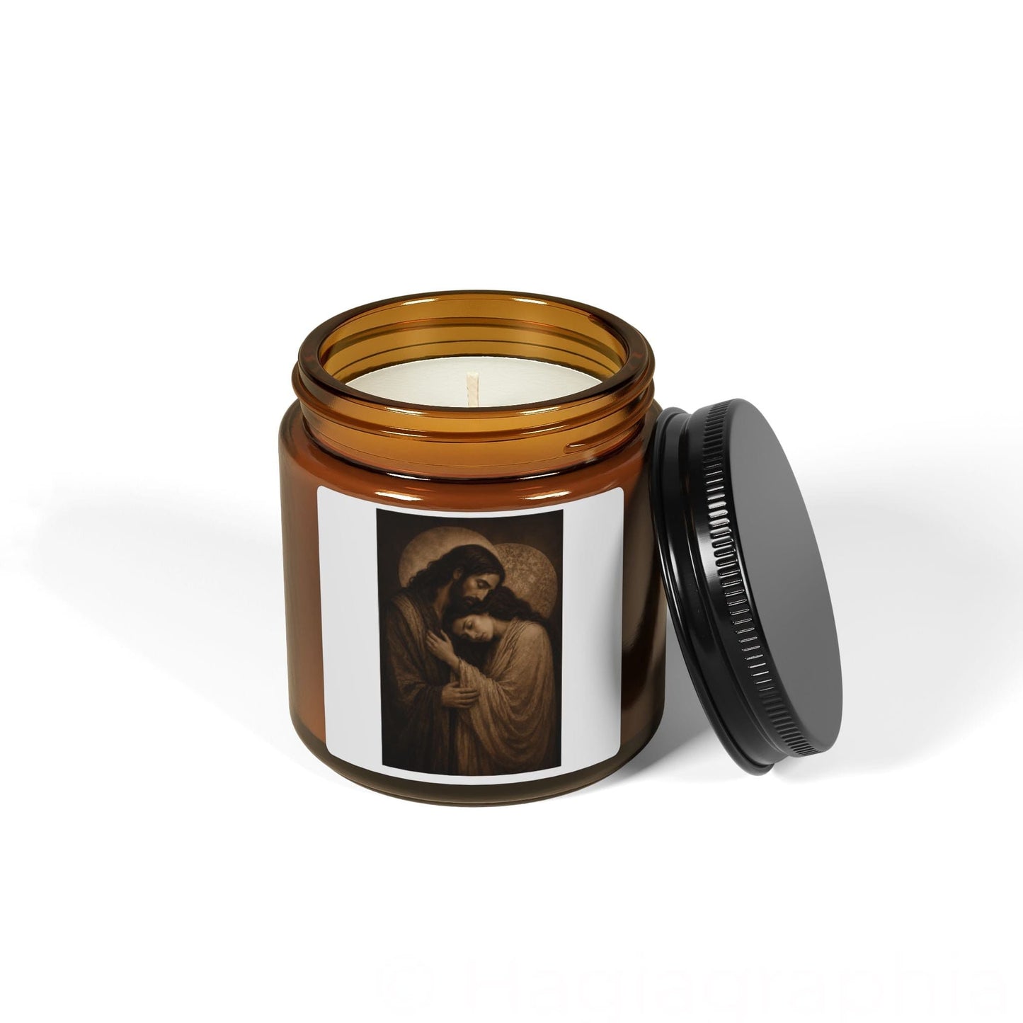 Jesus & Magdalene Embrace Scented Candle — Amber Soy