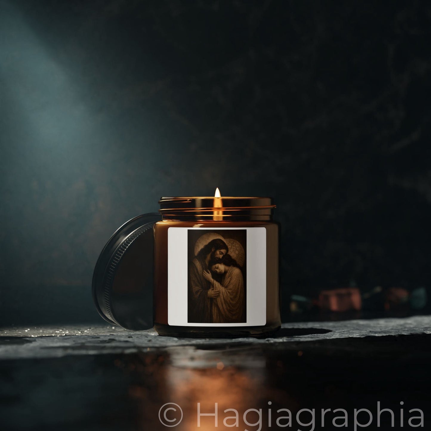 Jesus & Magdalene Embrace Scented Candle — Amber Soy