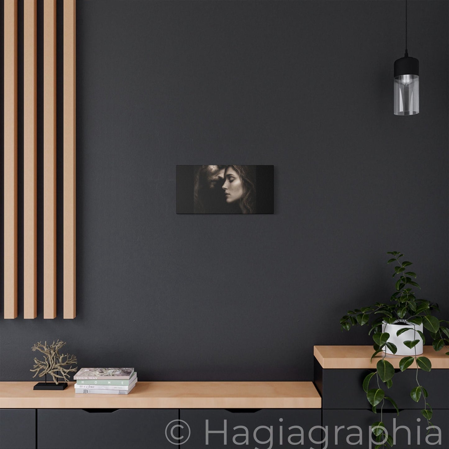 Jesus & Magdalene Portrait Satin Canvas Stretched | Couple Close-Up Wall Art