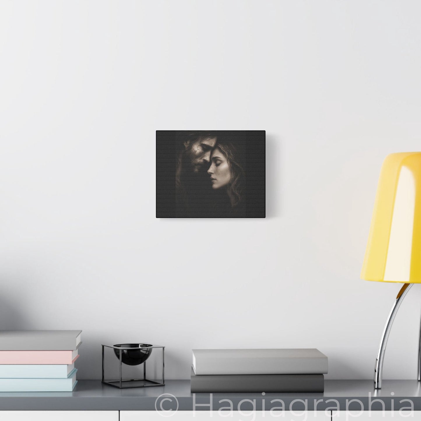 Jesus & Magdalene Portrait Satin Canvas Stretched | Couple Close-Up Wall Art