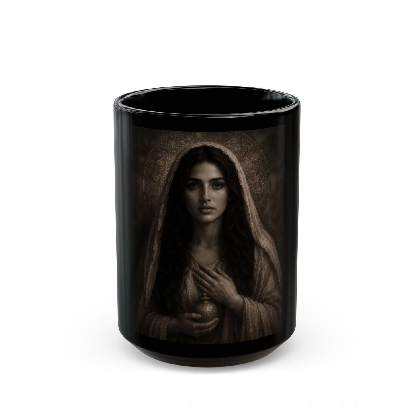 Magdalene of the Alabaster Jar Mug | Black Ceramic Coffee Cup