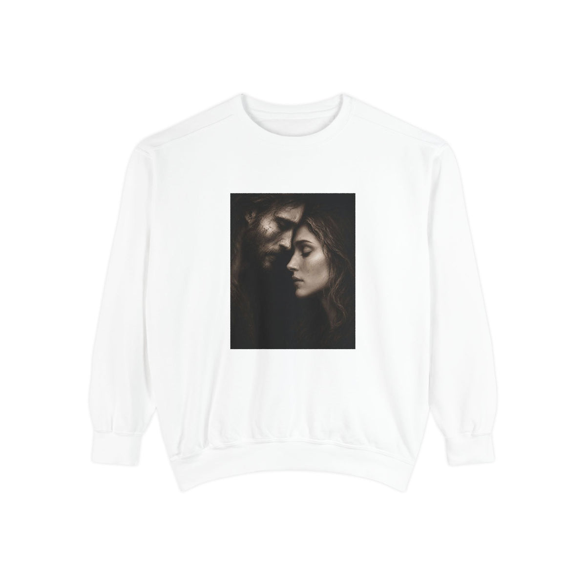 Jesus & Magdalene Portrait Sweatshirt — Moody Couple Photo Crewneck