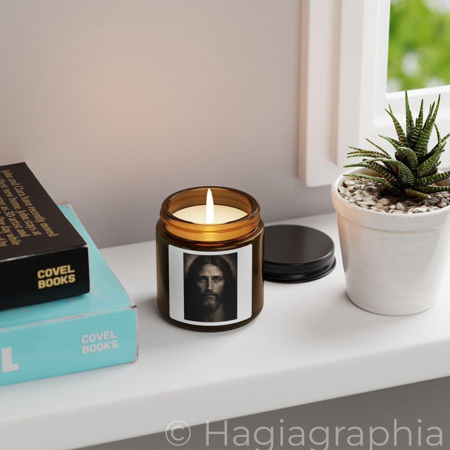 Yeshua Portrait Scented Candle — Amber Soy