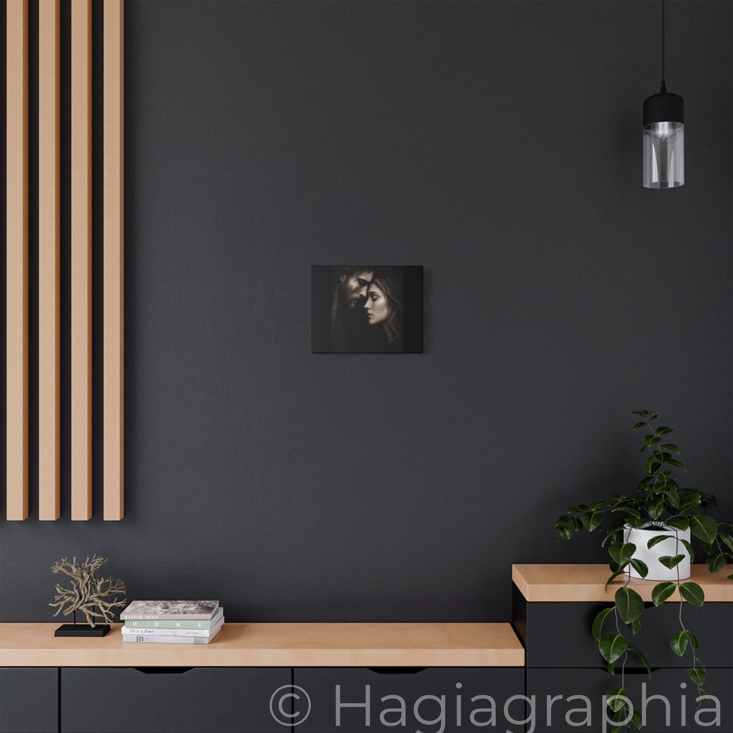 Jesus & Magdalene Portrait Satin Canvas Stretched | Couple Close-Up Wall Art